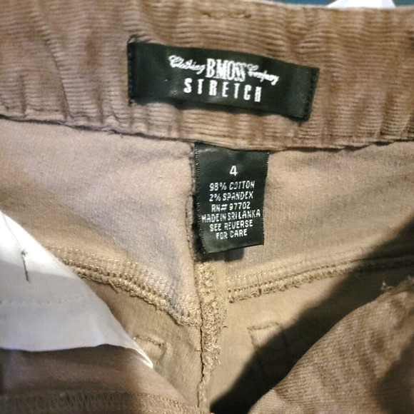 BMoss Clothing Company Pants Womens Corduroy Stretch sz 4 Brown - Picture 4 of 11